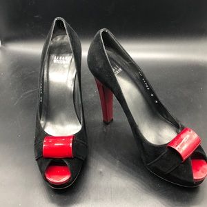 Red Hot & Black Suede Platform Heels sz 8